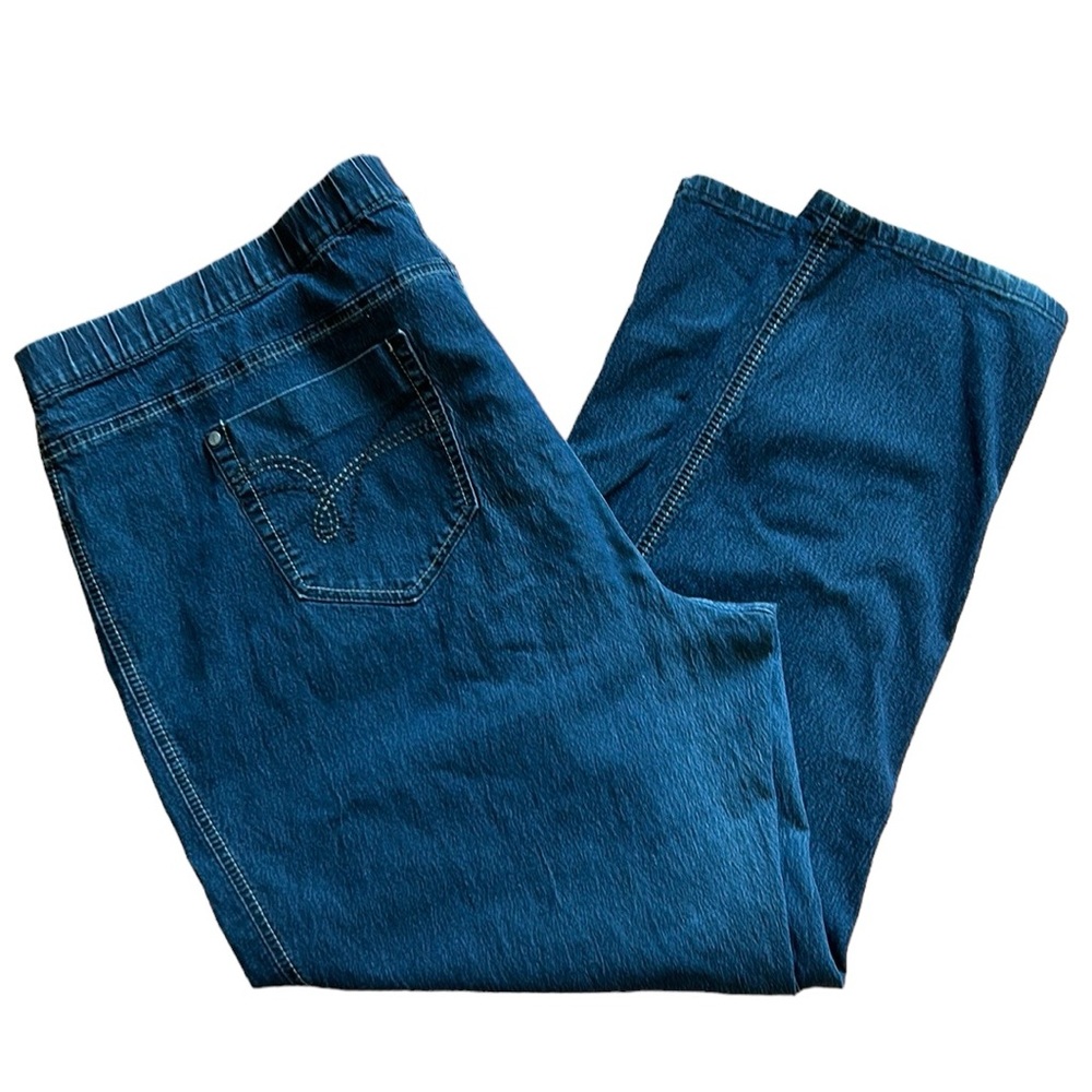 Penningtons women’s‎ jeans pull on 3X blue denim pants elastic waist